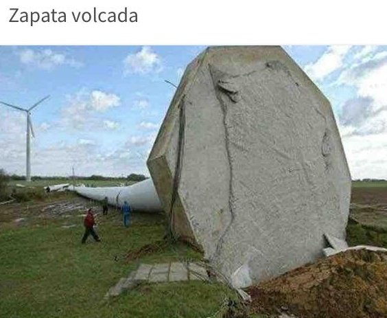 Overturned footing of a wind turbine