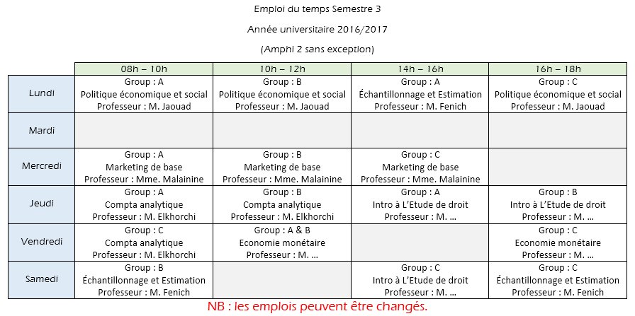 Fsjes Guelmim Emploi Du Temps Semestre 3 T Co Hdloqqfwog