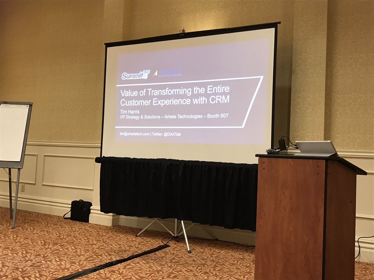 Kevyk22's tweet photo. Value of Transforming the Entire Customer Experience with CRM Presented by @DAXTalk @ArbelaTech  #CRMUGSummit https://t.co/Fc0edvFyLQ