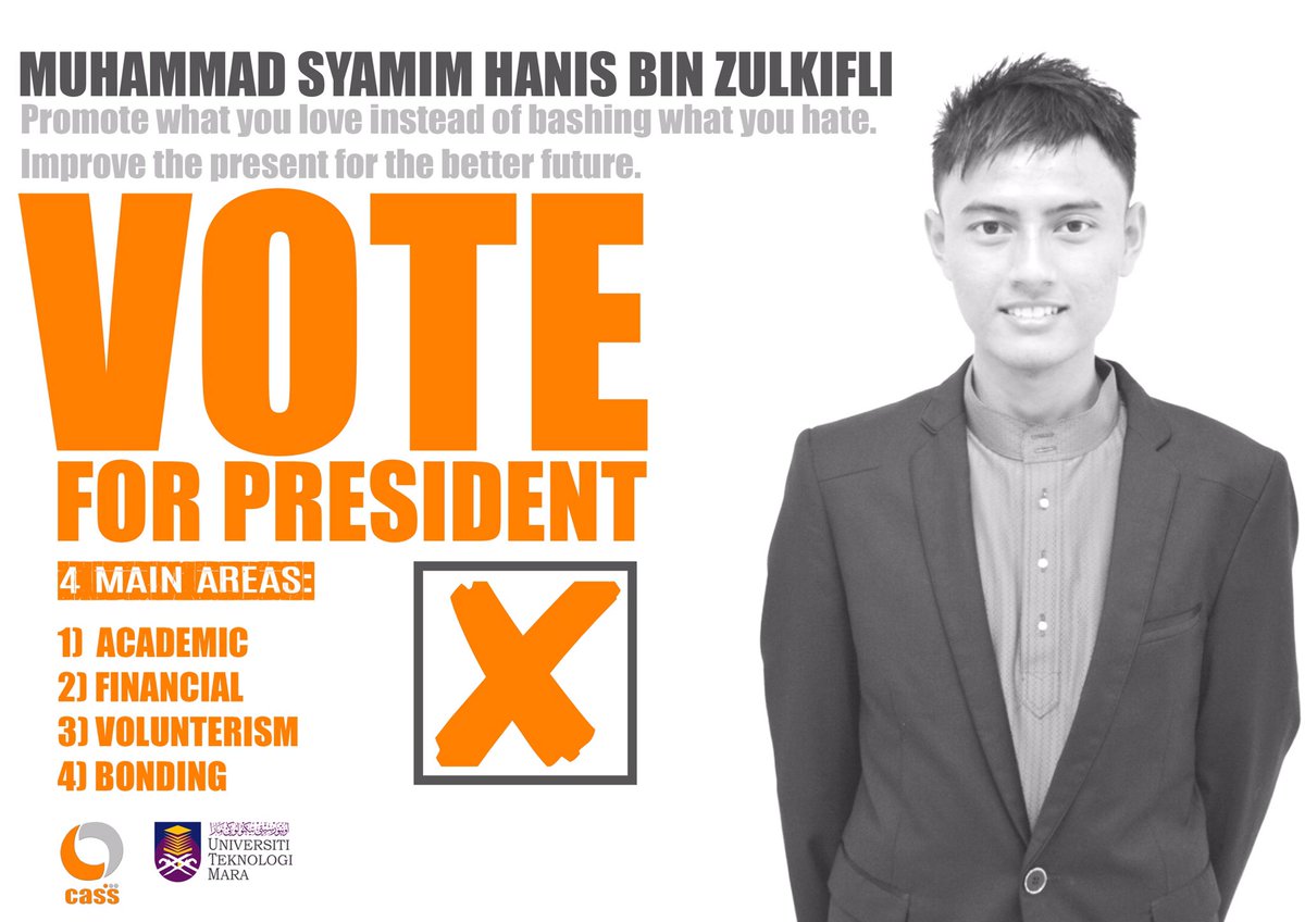 cassfsppp's tweet photo. Tak tahu nak undi siapa esok? Mari kenali calon2 Presiden CASS sesi 16/17. Undi jangan tak undi ๐ณ
#CASSElection
#CalonPresiden https://t.co/Xv1FsdGZ6h