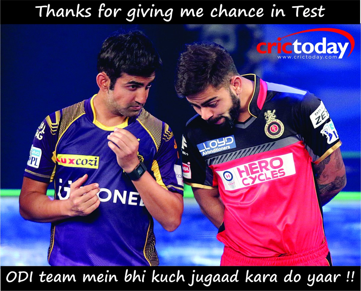 crictoday's tweet photo. #CTMeme
Gautam Gambhir is not part of the ODI set-up https://t.co/okZOXCHT7I