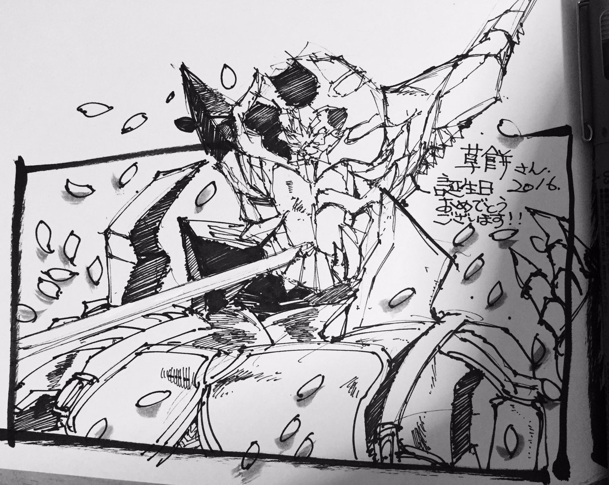 @Aug_Kusamochi 突然失礼致します…!本当に遅くなってしまって申し訳ありません…!頂いたイラストは何回も見てニヤニヤしております…!祝わせてください!おめでとうございました…!! 