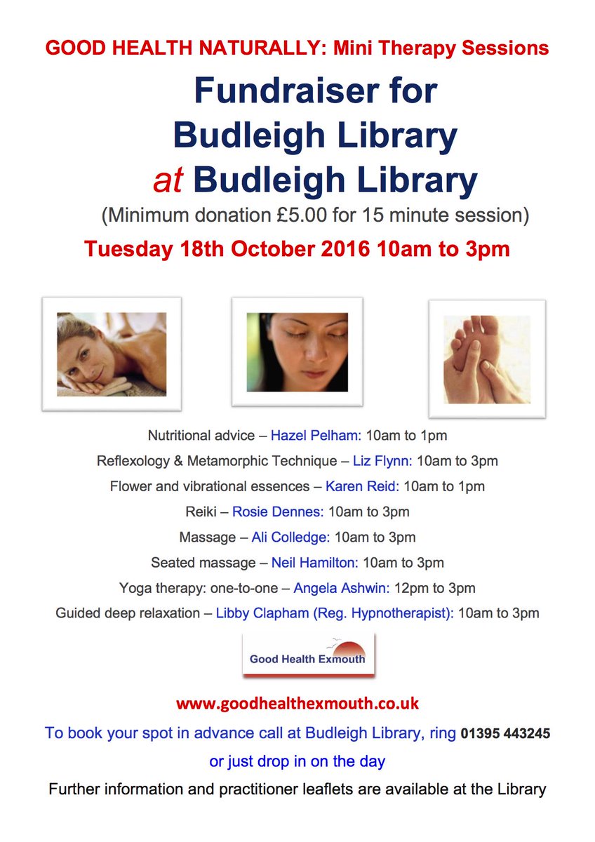 Come and see me @BudleighLibrary . Raise money for the library find your own Superfoods. Oct 18th 10 - 1pm. Book at #Budleigh Library
