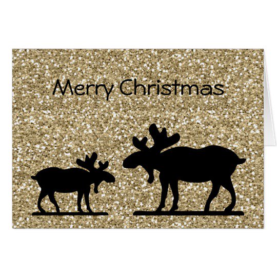 Made modern stylish Golden Christmas card with moose zazzle.com/modern_stylish…