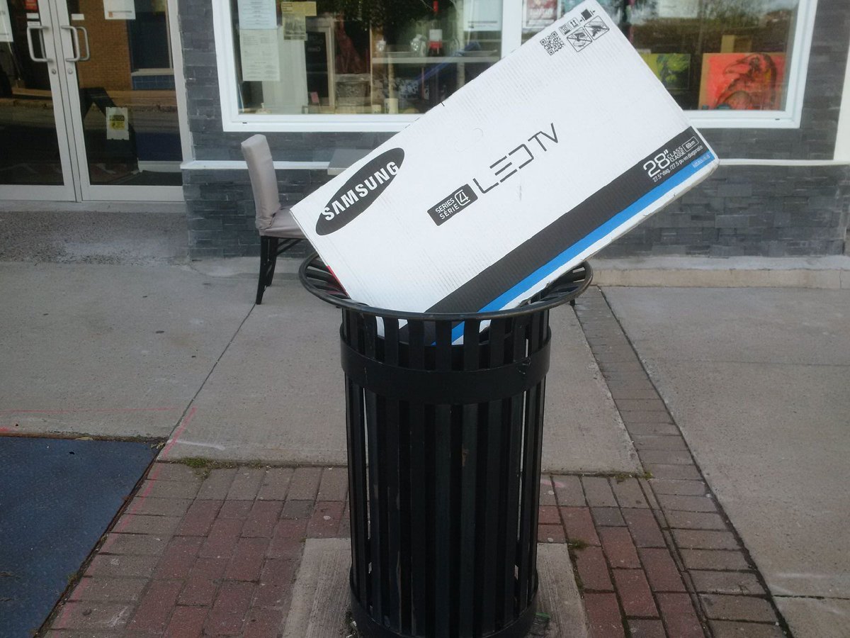 DartGalleryNS's tweet photo. Attn @TD_Canada - you sent us a TV completely unsolicited. WHY!? This is ridiculous. Reduce your fees instead of sending this insulting crap https://t.co/gy6YvgEPux