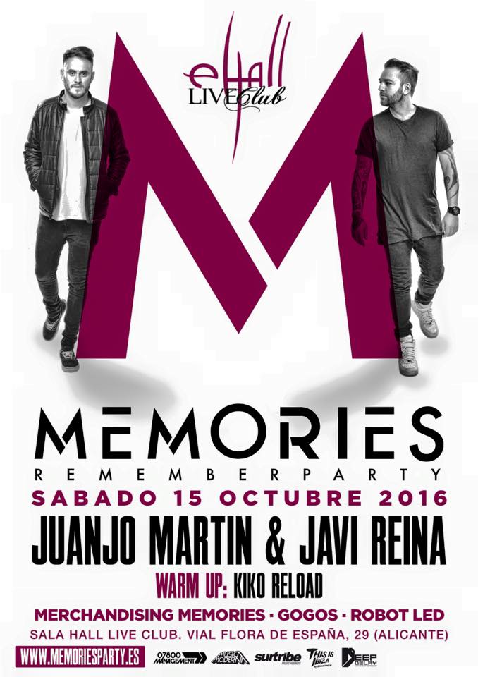 DjJaviReina's tweet photo. Este Sábado @MemoriesParty llega a #SalaHall de #Alicante 
#RememberHouseMusic
@juanjomartin @deepdelayagency https://t.co/EQClqWtc9Q