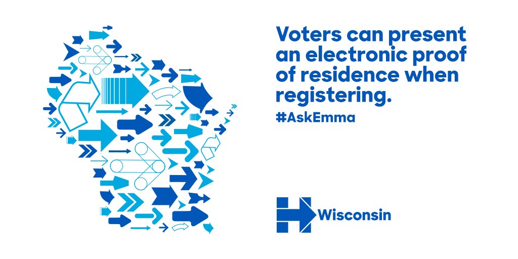 HillaryforWI's tweet photo. Proof of residency can be presented in paper or electronic form.

Find more information here: https://t.co/XfvBHoApf8 #AskEmma https://t.co/ed66f0jZfu