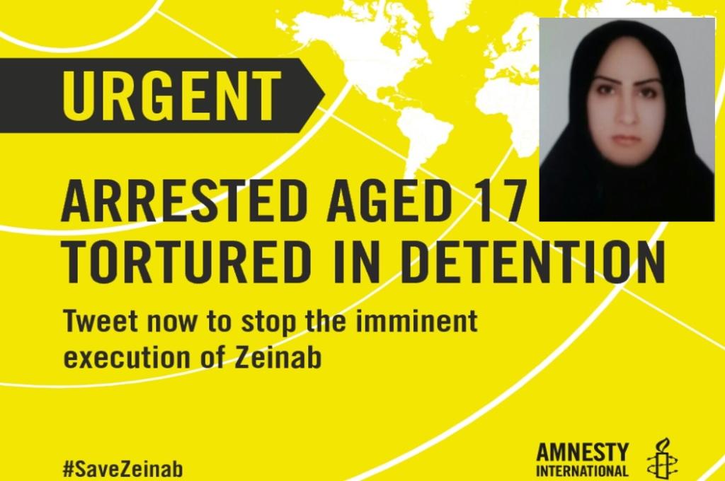 amnestyusa's tweet photo. ACTION: Tell @khamenei_ir to stop the execution of 22-year-old Iranian Kurdish woman after unfair trial. #SaveZeinab https://t.co/WBEvN2WpWk https://t.co/RfjtSMoh0R
