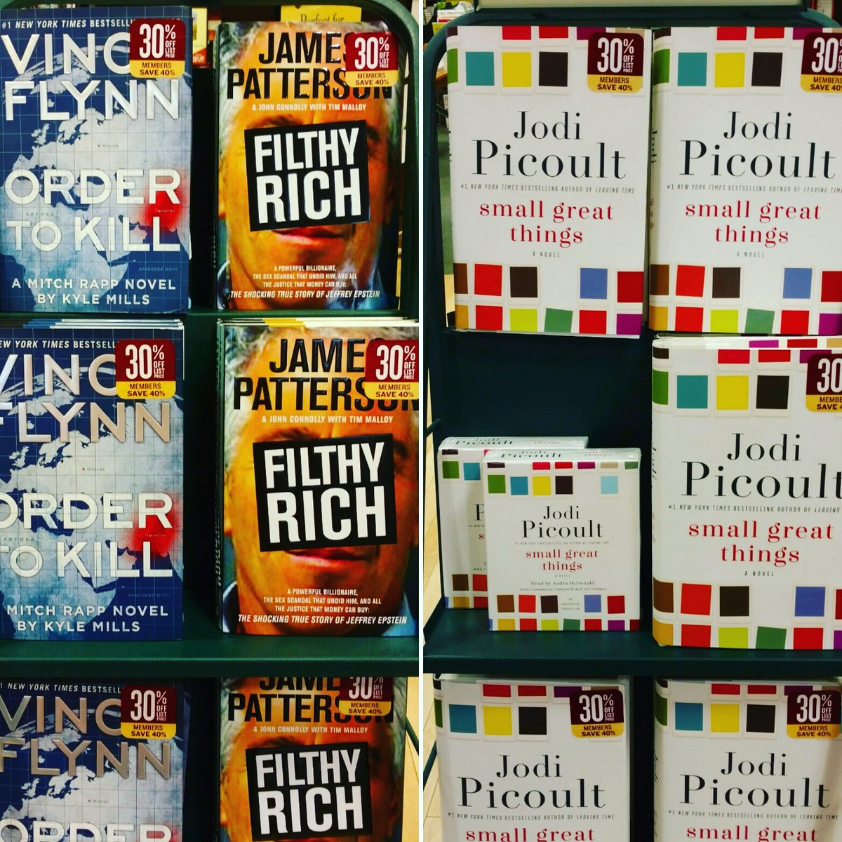 BNEdenPrairie's tweet photo. BOOKS ON SALE! 😁 #MakeMeSmileIn3Words #bnmidwest #jamespatterson #vinceflynn #jodipicoult https://t.co/8keyvdkq1A
