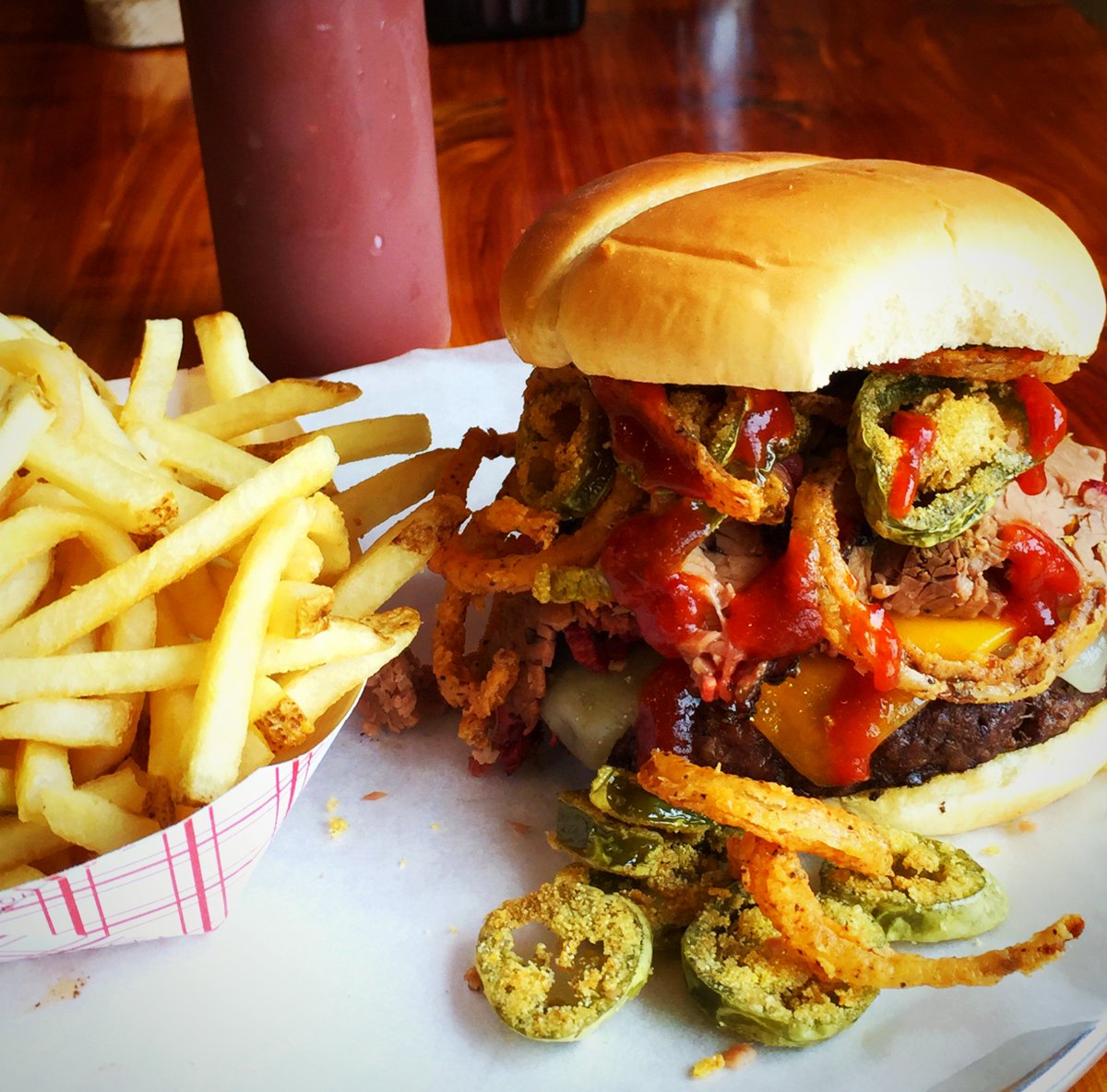 PMBBQ's tweet photo. Today's Special: Brisket Burger Bomb 💣 https://t.co/zVSA15XkFz