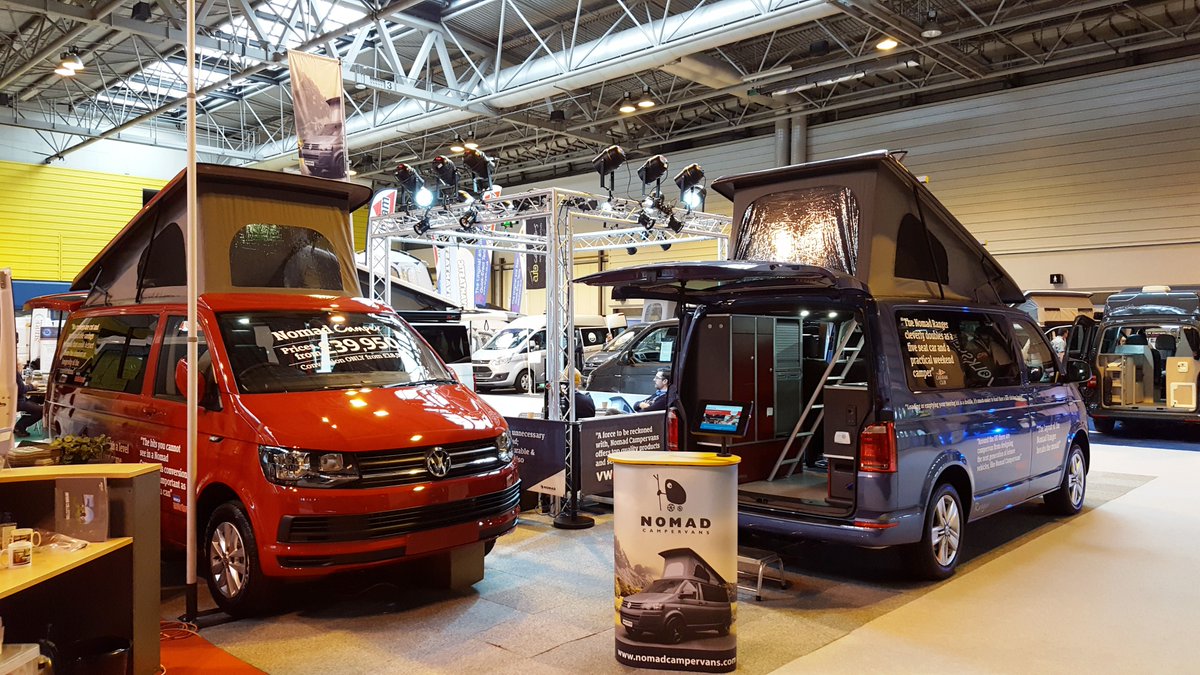 nomadcampervans's tweet photo. Another day draws to close at the wonderful @NECCaravanShow. Don't forget to pop by our stand 11.130 with all your camper questions. :-) https://t.co/2lf4UILsIW