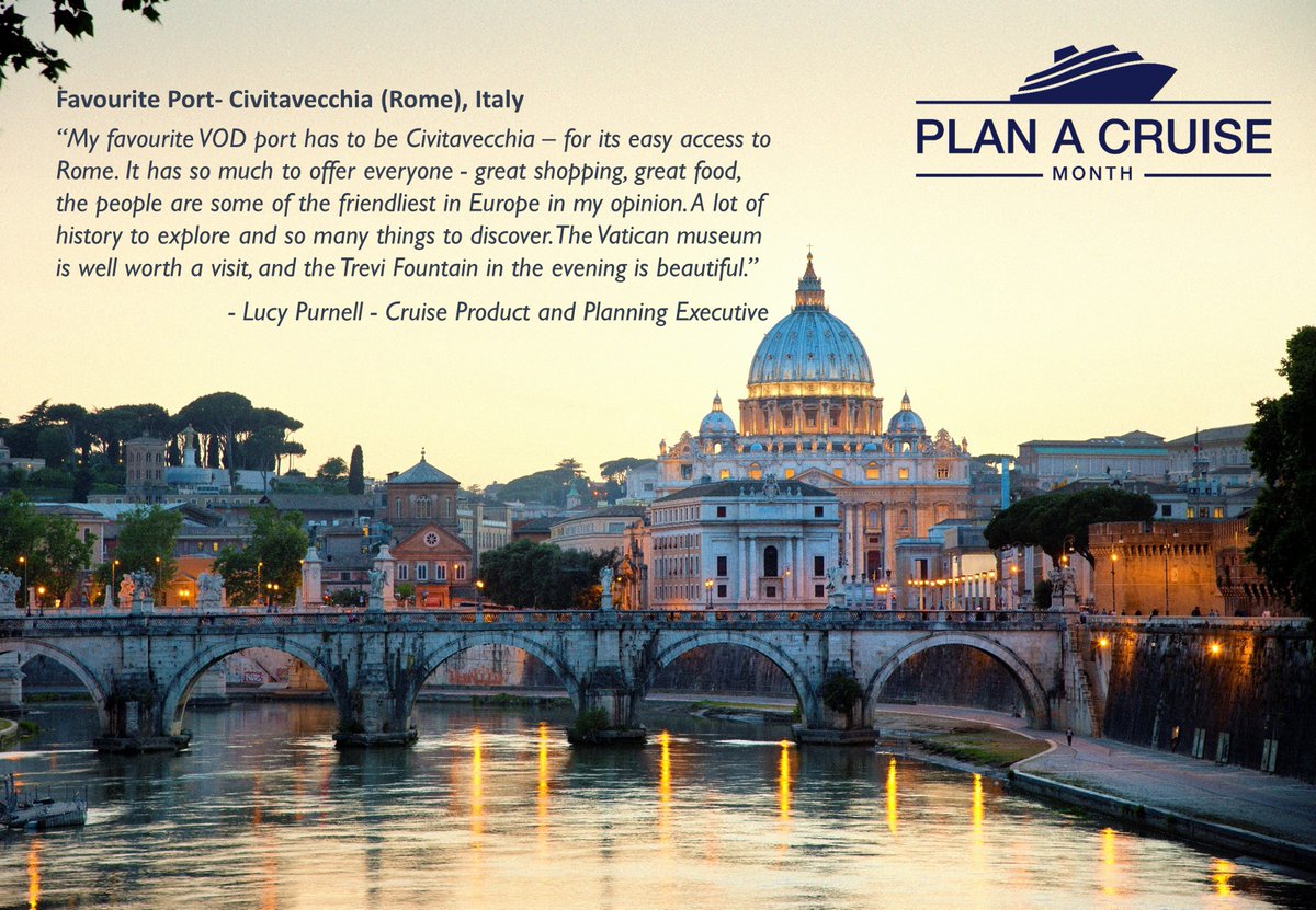 allleisuresales's tweet photo. Lucy's favourite Voyages of Discovery port is Civitavecchia for its close proximity to the city of Rome #CruiseMonth #DiscoveryWeek https://t.co/ArH0IESNYU