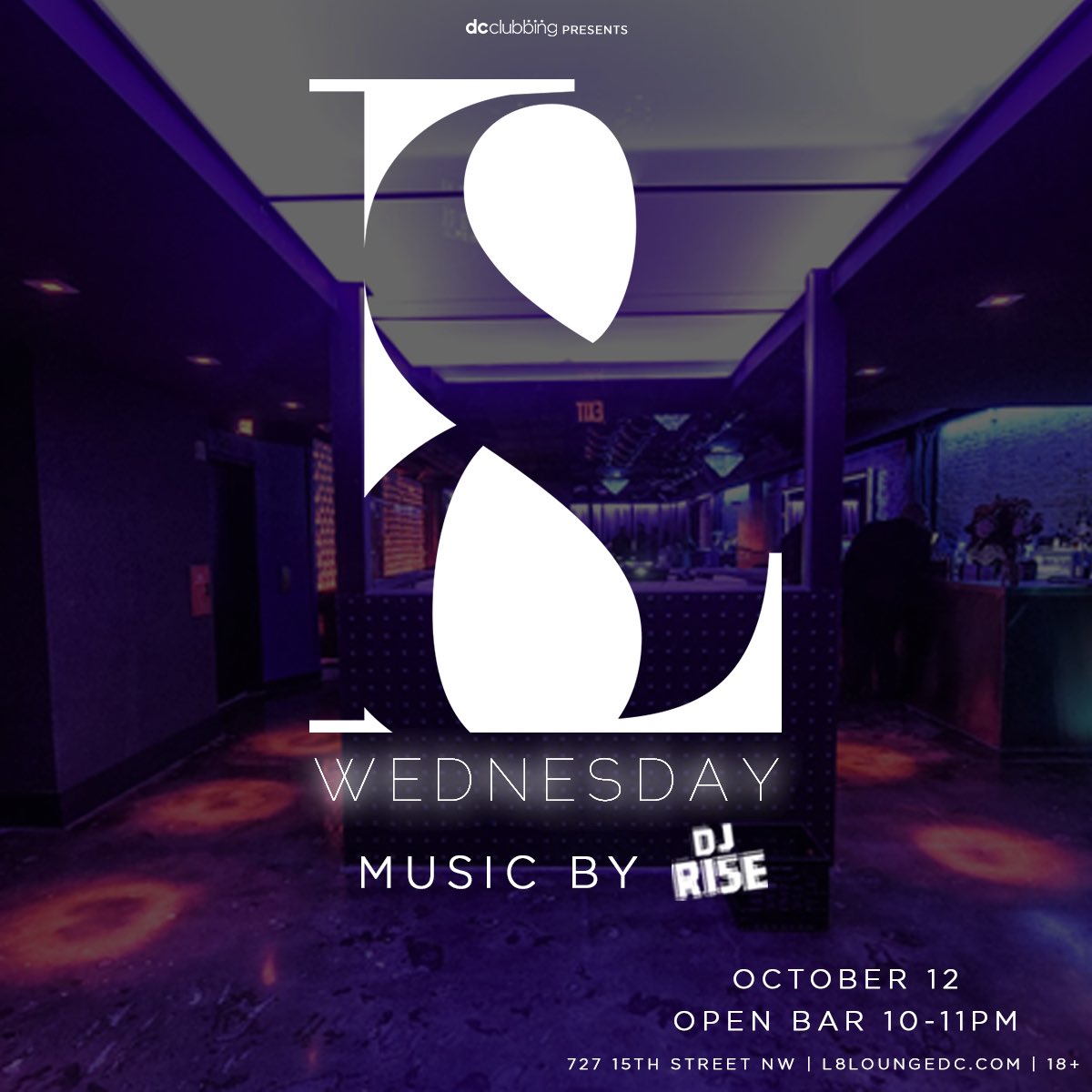 DCclubbing's tweet photo. Let's keep the good times going! #L8 Wednesday's feat. #FreeOpenBar and $100 grey goose bottles! https://t.co/laL3dRIFTh