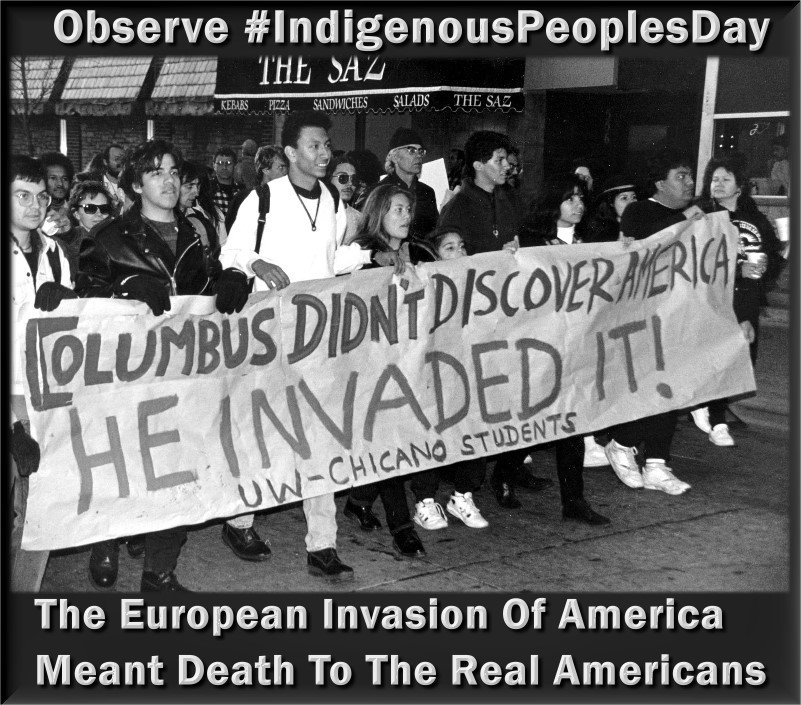 smaddoxsr's tweet photo. Observe #IndigenousPeoplesDay. The Western Hemisphere was invaded and conquered, NOT liberated. #RecognizeTruth https://t.co/3rslft3kID