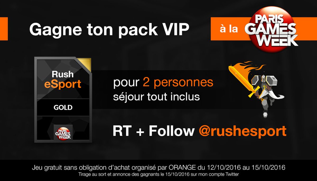 YellOwStaRL0L's tweet photo. Tentez de gagner un pack VIP pour la #OrangePGW ! RT et follow @rushesport 

▶ https://t.co/Y5OjR9glgU https://t.co/czndCB3m6u