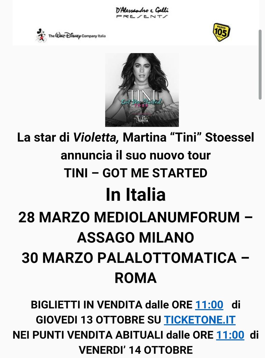 Nuovi live in Italia per @TiniStoessel: 28/3 @MediolanumForum e 30/3 @Plottomatica / biglietti dal 13/10 su @TicketOneIT