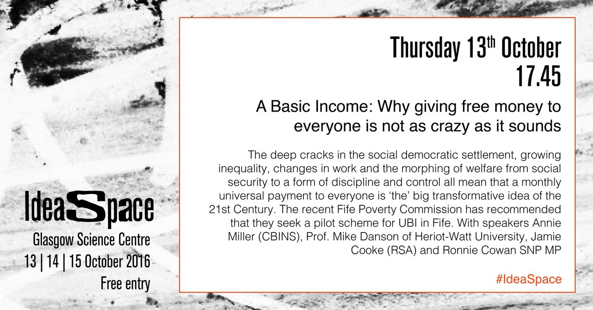 Common_Weal's tweet photo. One of our #IdeaSpace fringe events tomorrow 17.45pm

Basic Income: Why giving free money to everyone is not as crazy as it sounds

RT https://t.co/5AVCrsiweR