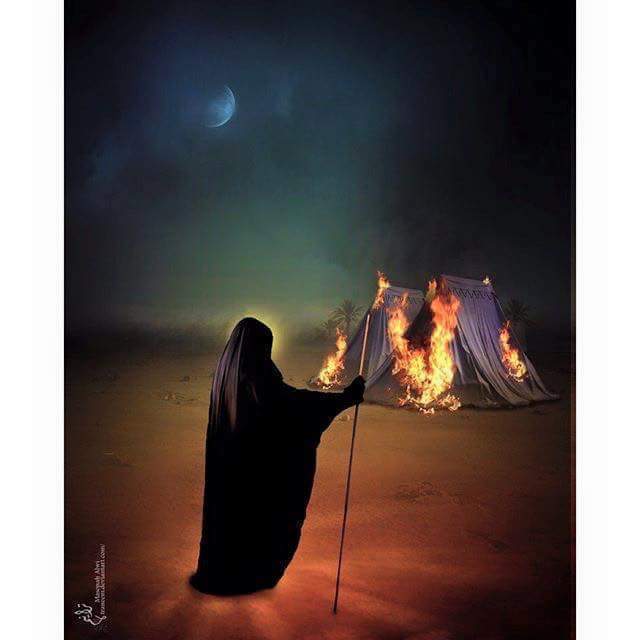 .
بعرش ربك ينادي الملك #وكبر
على امصاب الحسين الله #واكبر
بالطف وگع عباس والقاسم #والاكبر 
ومشت للشام زينبهم #سبيه