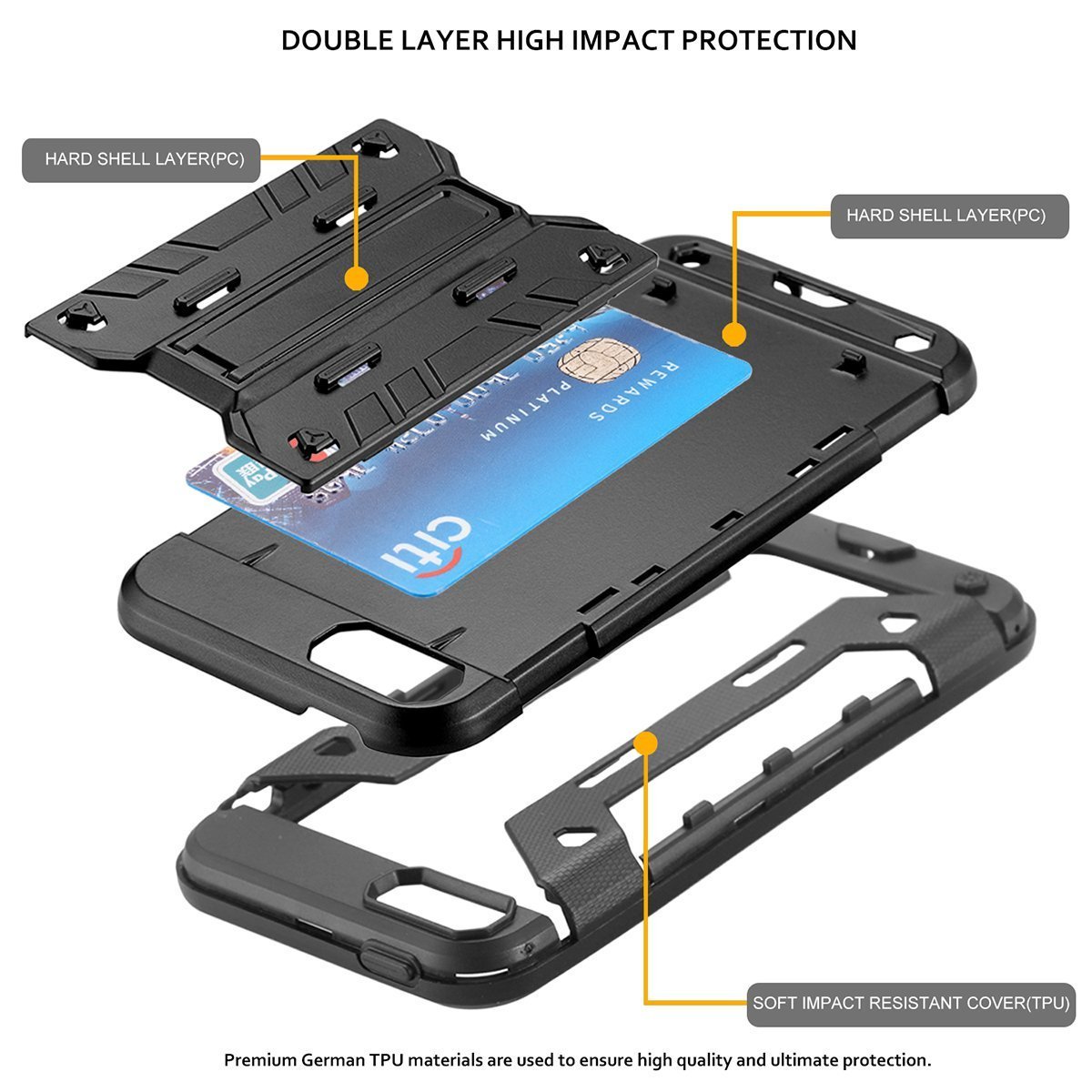 jimkevglobal's tweet image. iPhone 7/7 Plus Card Holder Case-Silver Gray Heavy Duty Dual Layer EXTREME  Protection Cover with Kickstand &amp;amp; Card Holder-Extreme Hard Serie
