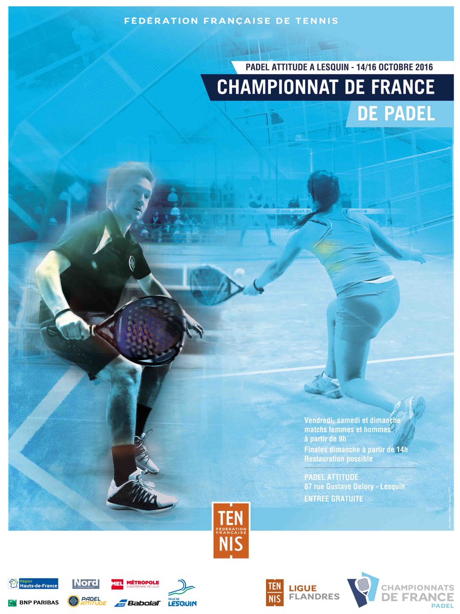 J-1 pour le championnat de france de padel <a href="/Padelattitude/">Padel Attitude</a>. 3 jours de folie ! Venez admirer et encourager les 64 joueurs et joueuses !