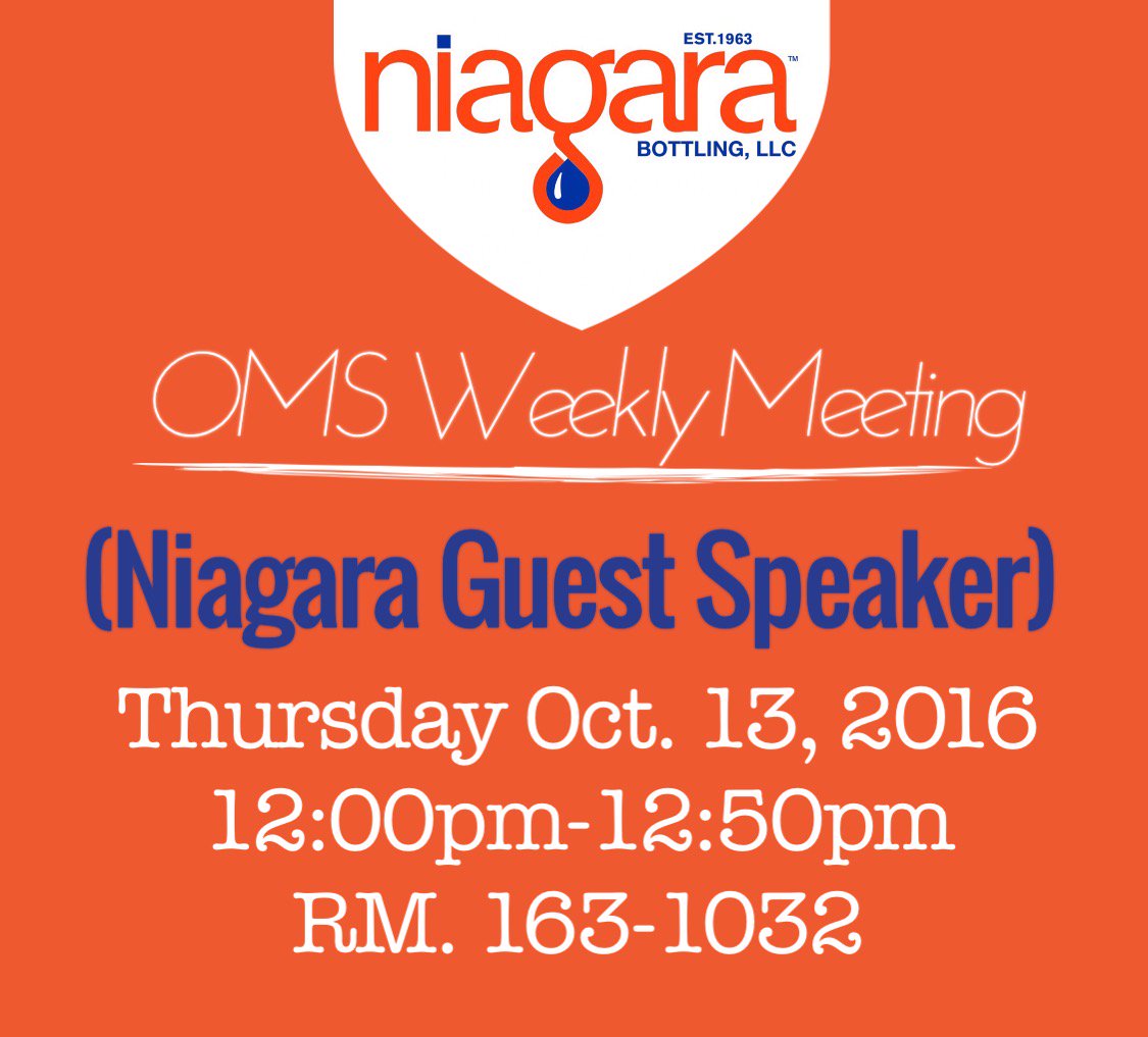 CPPOMS's tweet image. Don't miss out on tomorrow's OMS Meeting where we will listen to a representative from the Niagara Bottling Company!  #CPP #CPPOMS