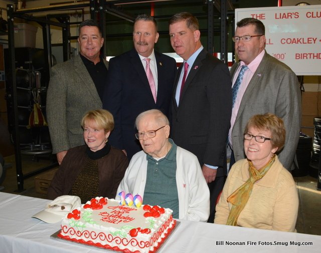 williamnoonan2's tweet photo. Boston Fire Department's "Liar's Club" celebrated ret'd Lt Bill  Coakley's 100th  birthday this am at Moon Island, Billy did 36 years https://t.co/kbm2Ah7HOY