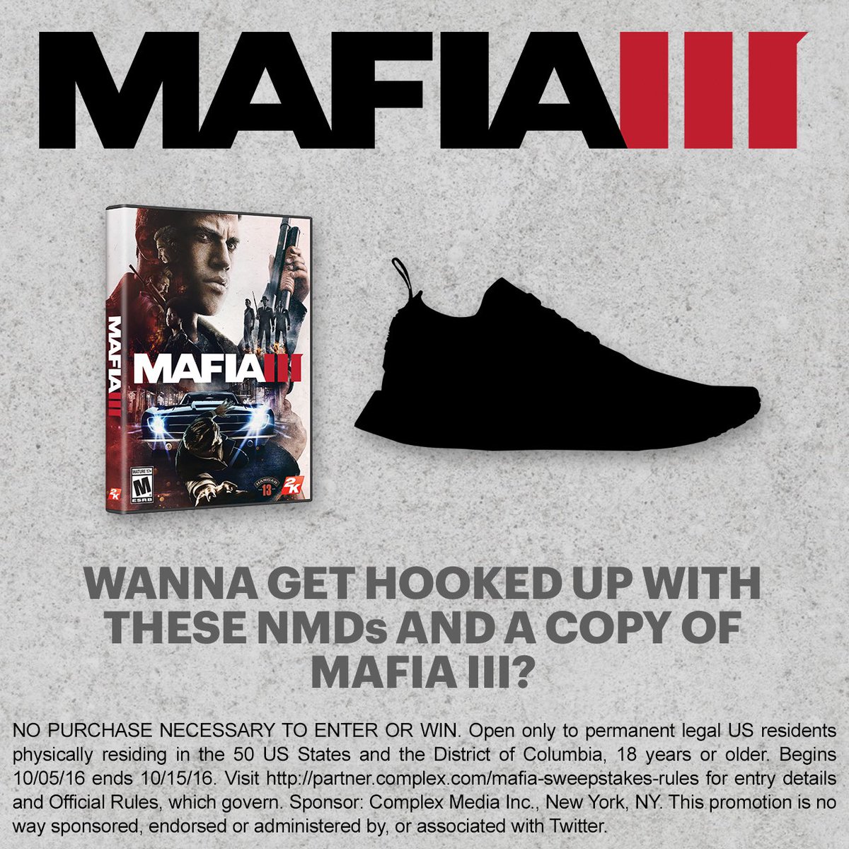 IAMSU's tweet photo. RT for your chance to win a pair of hand painted NMDs by @k_obrand + the new @Mafiagame! #Mafia3 #Sweepstakes https://t.co/IkD3KimLOo https://t.co/2QZ70lNNL4