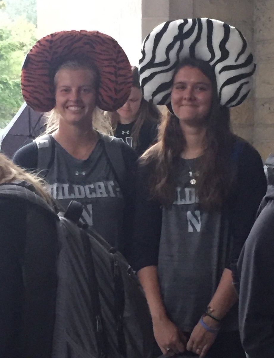 NUWSoccer's tweet photo. Hitting the road for 2 great B1G games vs Iowa + Nebraska! GK's Lauren and Molly are all set for the bus! https://t.co/4MMKhejQHU