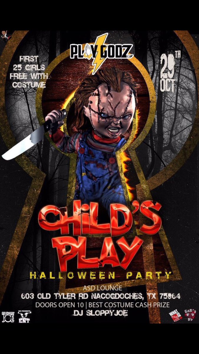 Ced_100's tweet photo. #SFAChildsPlay it's a go you don't wanna miss it 😈👻🎃 #WePromoteEnt https://t.co/tcZR2Uk51v