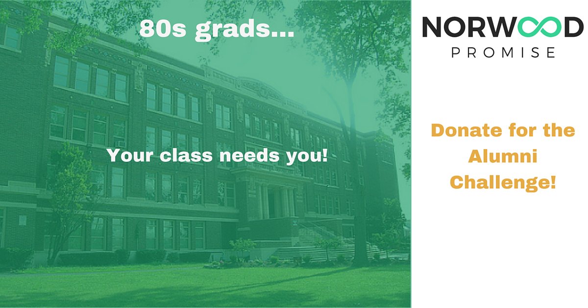 NorwoodPromise's tweet photo. Graduated in the 80s? Donate for your class now! https://t.co/Qz5WPPfiEI https://t.co/Jy9QrjoGsh