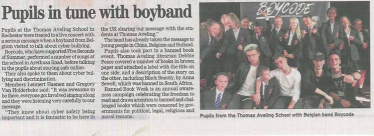 BoycodeMusic's tweet photo. Nice to be in the English paper! #news #boyband #uk #England #boycodeontour https://t.co/EtIPlPADCI