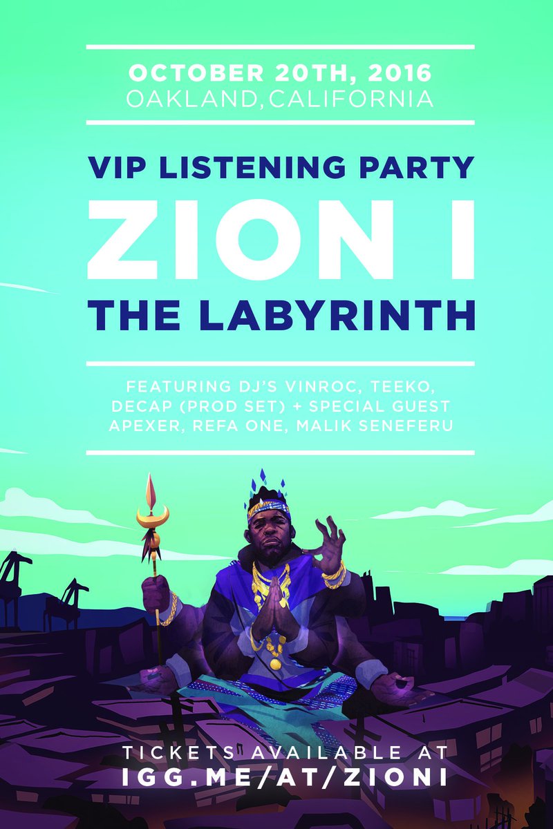 ZIONI's tweet photo. Join me Oct 20th in Oakland at the VIP Listening Party for #TheLabyrinthLP Tickets available only through @IndieGoGo https://t.co/4JtHJlc3wb https://t.co/dZ6SmO4E17