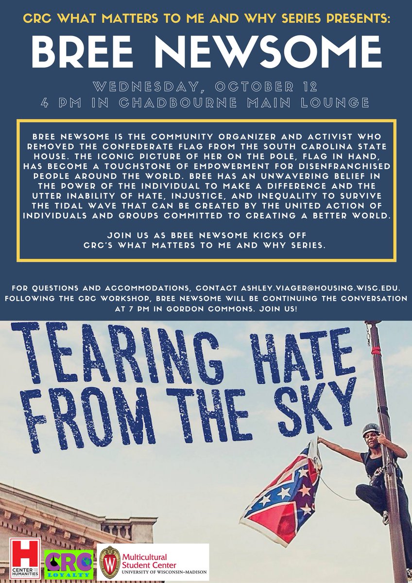 TODAY we get to host Bree Newsome for our very first WMMW of the year - we're so excited!!! Join us in the CML at 4pm!