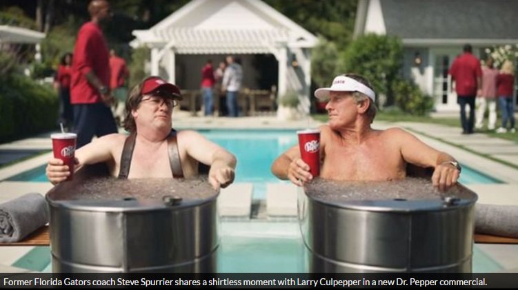 .@SteveSpurrierUF gets shirtless in @DrPepper commercial bit.ly/2dXRgK1?utm_me… https://t.co/3wveeCZsag