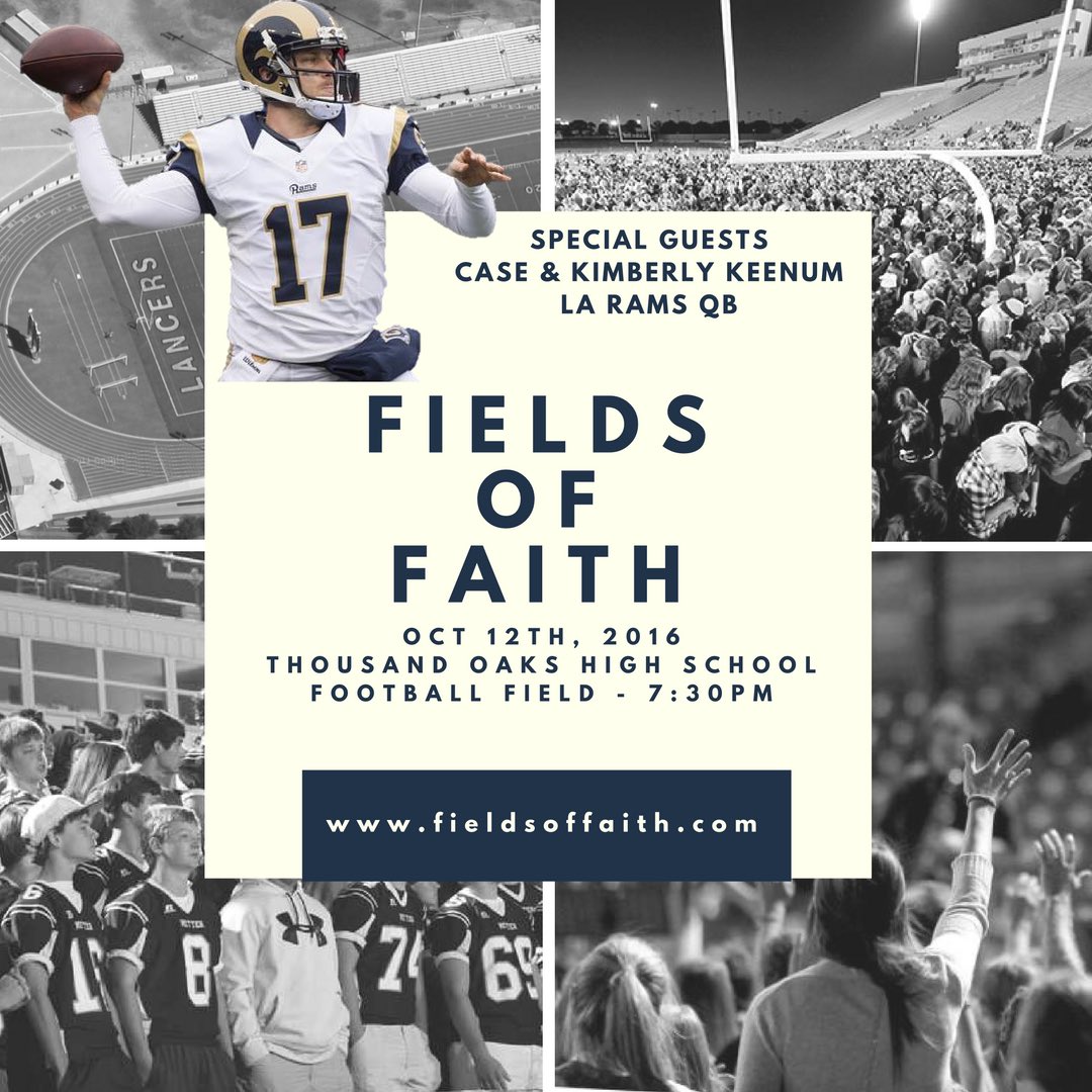 rockcornerstone's tweet photo. TONIGHT FCA is hosting an event at TO high school. Come and hear from the #LARams QB on his journey to faith in Jesus! #FieldsOfFaith2016 https://t.co/Q5ymT9qKPM