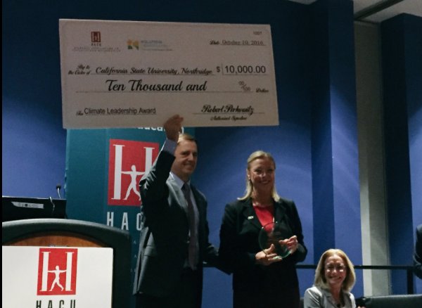SolutionGen's tweet photo. Congratulations @csunorthridge for being named the winner of the HACU/Solution Generation Climate Leadership Award! #HACU16 https://t.co/XllBIPFGLk