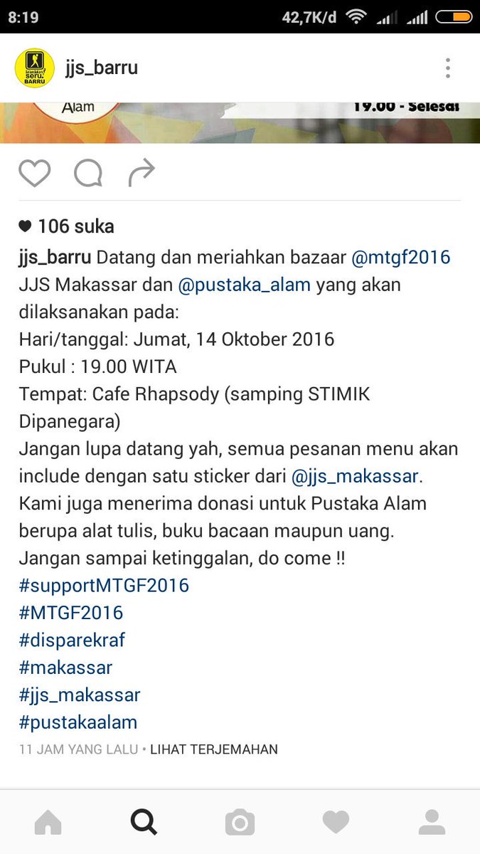 Jalan2Seru_BRU's tweet photo. Datang dan Meriahkan bazar MTGF2016 @Jalan2Seru_Mksr &amp; Pustaka Alam @Jalan2Seru_ID | Cafe Rhapsody, Makassar ya sobat, #SupportMTGF2016 https://t.co/yMDDipClOv
