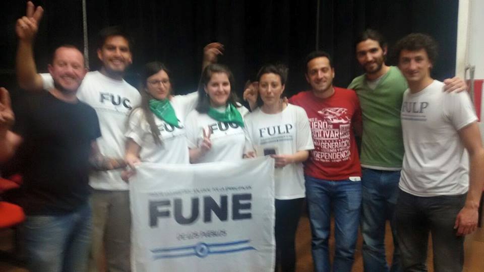 ENPLEncuentro's tweet photo. Como @MILESENPL en el FUNE participamos del acto de asunción del Frente Agustín Tosco de la #FUC @MateoFULP @fernandolaya https://t.co/qUuiwnvlsb