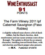 ClassiqueWines's tweet image. LOOK! @WineEnthusiast gave @TheFarmWinery 2011 LPF #91points! Only 135 cases made! #smallproduction #cabernetsauvignon #pasorobles #wine
