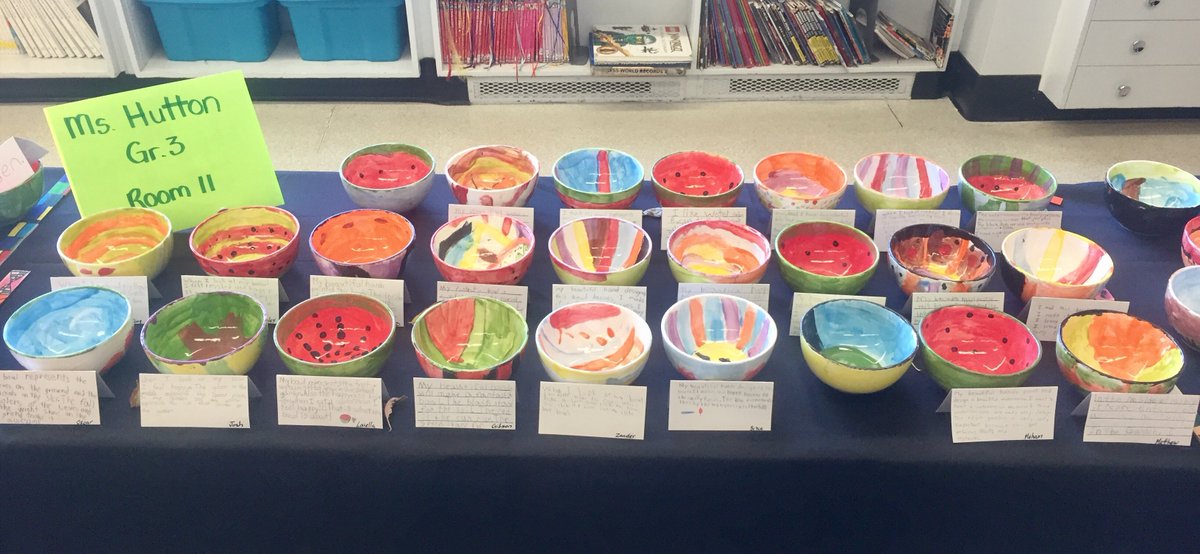 HuttonAltadore's tweet photo. The Harvest Festival is tomorrow! Our bowl display is ready! Be sure to come to buy your child's bowl. All donations go to the Edible Garden https://t.co/CCBMbUuMrC