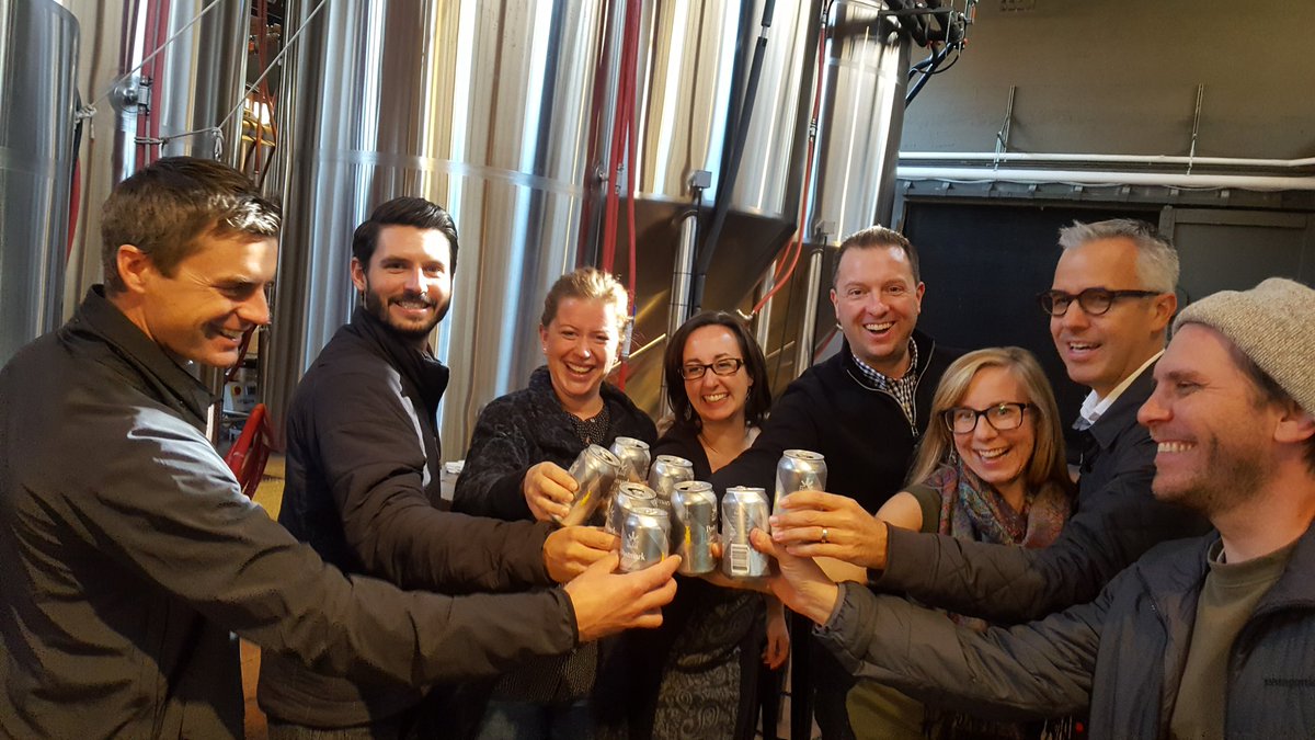 PSF's tweet photo. @PSF team at @Postmarkbrewing toasting the new PSF Lager supporting #salmon one sip at a time! #silvercan https://t.co/Yf3vKmy8nP