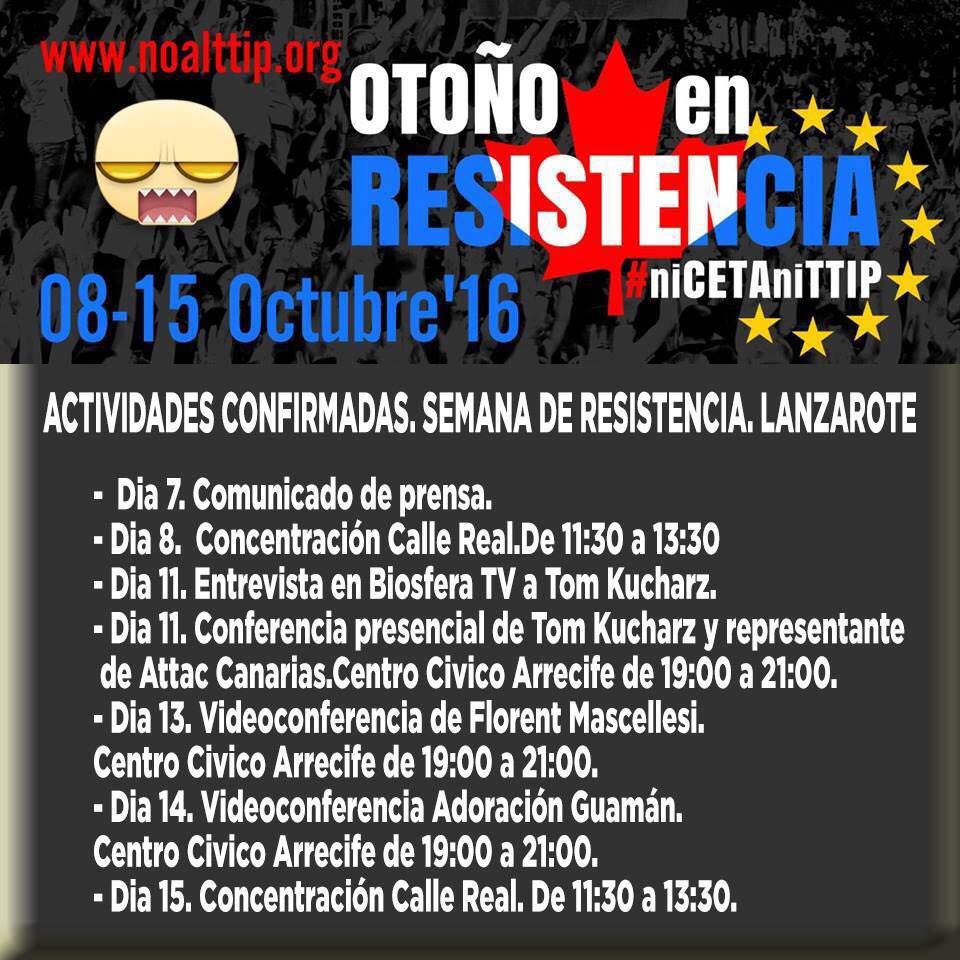 Canarias22M's tweet photo. @NOalTTIP #Canarias: Las Palmas, Lanzarote, El Hierro y Fuerteventura #niCETAniTTIP Otoño en resistencia https://t.co/wiCXrYTdoE #NoalTTIP https://t.co/hu4hS8Vn96