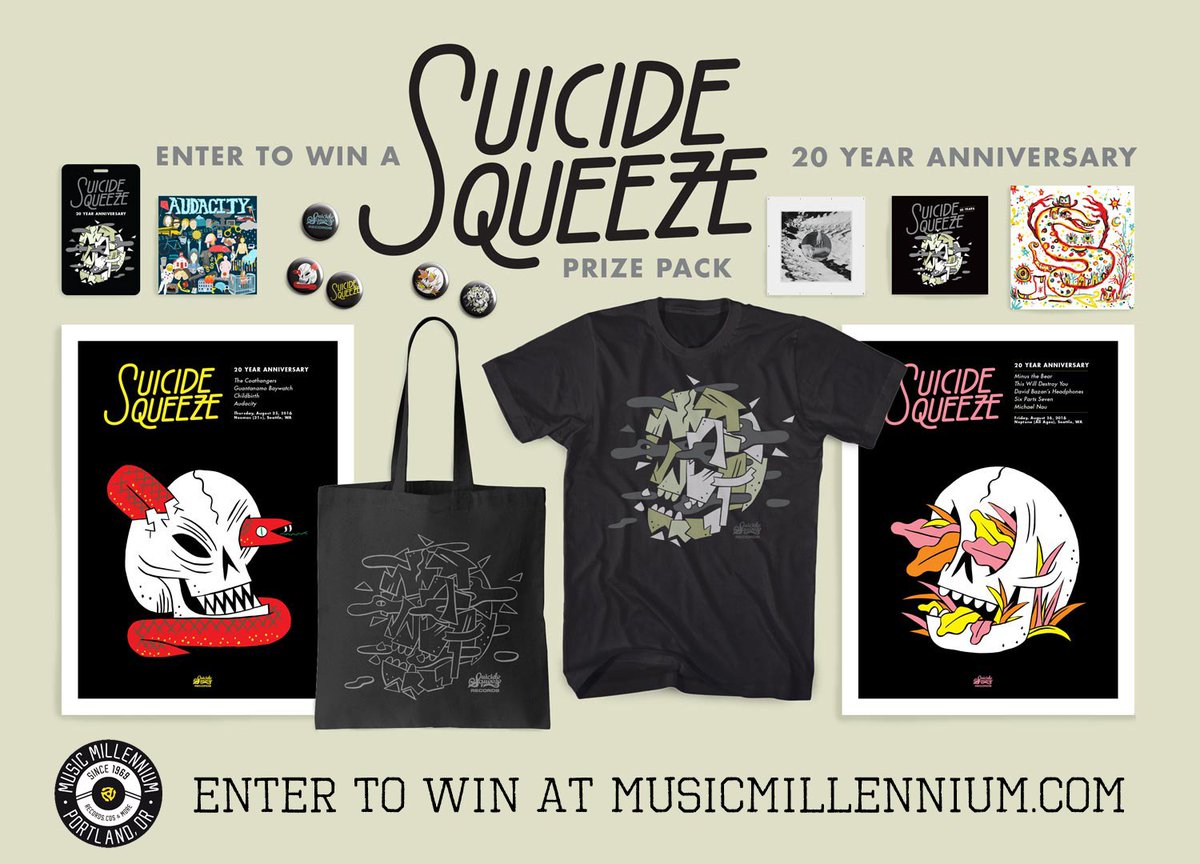 musicmillennium's tweet photo. Enter to win a @suicidesqueeze prize package, celebrating 20 years! Enter at https://t.co/3p2GQYW7Ko #SSR20 https://t.co/SGmEeZ4ZQW