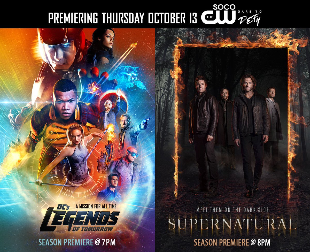 SOCOCW's tweet photo. #LegendsOfTomorrow and #Supernatural premiere Thursday starting at 7pm on #SOCOCW https://t.co/gX5uuWpDAe