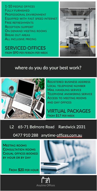 AnytimeOffices's tweet photo. New Business Centre opening soon in Randwick. Contact us now for early bird pricing 0477 910 288 https://t.co/6qUBV4W3IQ https://t.co/Wk71kuZQyf