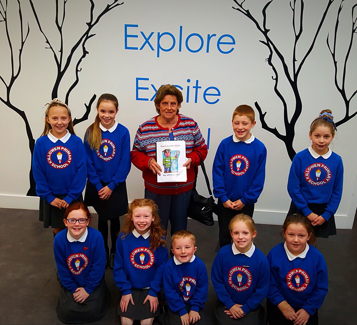 Killowentweets's tweet image. Thank you and best wishes Mrs Wylie!  Bidding pupils farewell after last week's Retirement Assembly. #30yearsofservice #explorexcitexcel