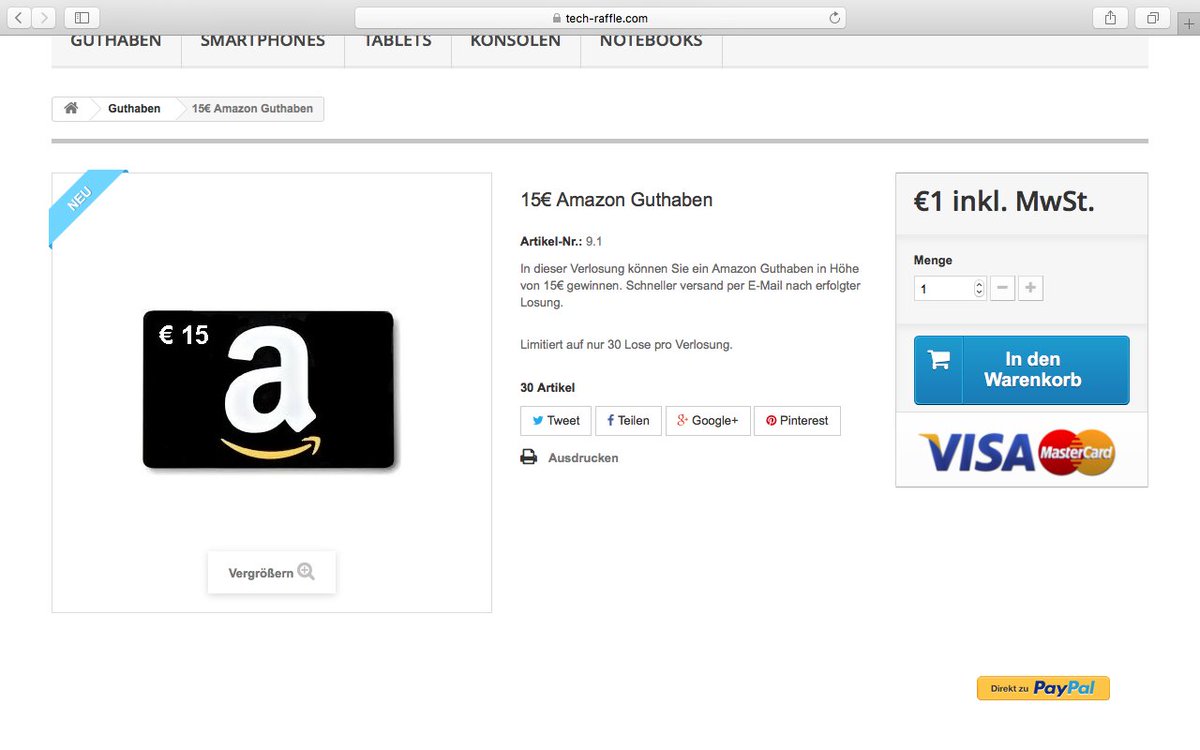 Ein kleiner Vorgeschmack auf unsere kommende Plattform.
15 Euro Amazon Guthaben -begrenzt auf nur max.30 Personen-

#besteGewinne