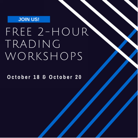 learntotradecom's tweet image. Mark your calendar for October 18 &amp;amp; 20 for our two-hour free #tradingworkshops which can change your life.