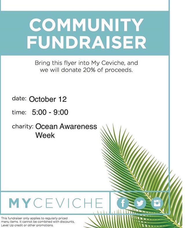 OAWUMiami's tweet photo. Stop by my ceviche from 5-9, bring a flyer and a friend and take a pic while you're there with @MyCeviche tagged in it for a chance to win! https://t.co/nOJsbf3UfH