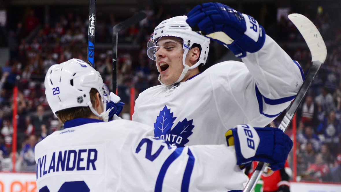 hockeynight's tweet photo. BREAKING | Auston Matthews becomes 1st player to score 4 goals in NHL debut https://t.co/d5L3gI3g25 https://t.co/XJWHei1mPA